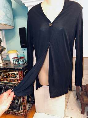 VINTAGE Y2K ALPHA MASSIMO REBECCHI BLACK CARDIGAN MADE IN ITALY 42